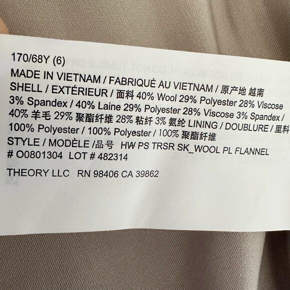 Theory Maxi Trouser Skirt Stretch Flannel New Camel Neutral Size US 6 - Picture 7 of 11